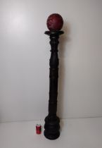 A nicely turned and carved wooden torchière standing 120cm. Collection only.