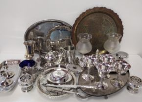 Large assortment of metal ware to include silver plate. Collection only.