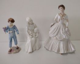 (3) Royal Worcester figurines 'All of us Golden Moments', 'Bedtime Story', and 'The Parakeet',