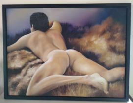 Large nude study on canvas H:83 x W:108cm. Collection only.