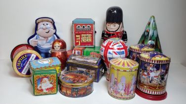 Quantity of assorted biscuit tins. Shipping Group (A).