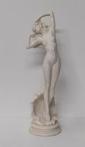 Tall alabaster statue of Aphrodite standing 48cm, Inscribed Kiti Statues Art, Cyprus. Shipping Group