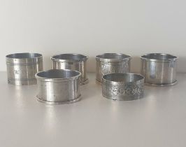 Silver napkin rings (6), 121g. Shipping Group (A).