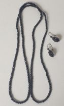 Sterling silver black spinel necklace and earrings set. Shipping Group (A).