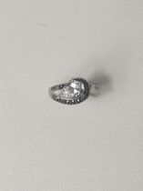 Silver .925 and clear stone set ring, size P½. Shipping Group (A).