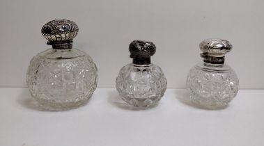 .925 silver topped glass vanity bottles (6). Shipping Group (A).