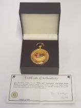 Limited edition WWI 100th anniversary coin-inlaid pocket watch. Number 49 of 1914. Boxed with COA.