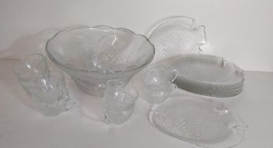 Glassware including punch bowl and cups. Collection only.