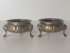 Pair of silver salts, 150g, London hallmark. No glass liners. Shipping Group (A).