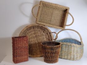 Assorted wicker baskets. Collection only.