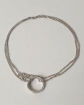 .925 silver neck chain 60cm / 24" with silver wedding band, size K. Shipping Group (A).