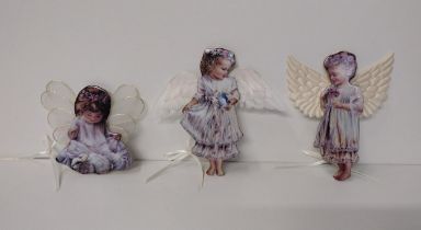 3 hanging porcelain decorations 'Heaven's Little Angels' by Donna Gelsinger. Shipping Group (A).
