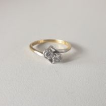 18ct gold and diamond set ring, size O. Shipping Group (A).