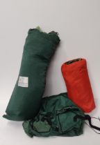 Camping equipment including a sleeping bag and tent. Collection only.