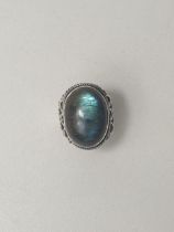 Sterling silver and labradorite set ring, hallmark for Birmingham, size P. Shipping Group (A).