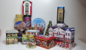 Quantity of assorted biscuit tins. Shipping Group (A).