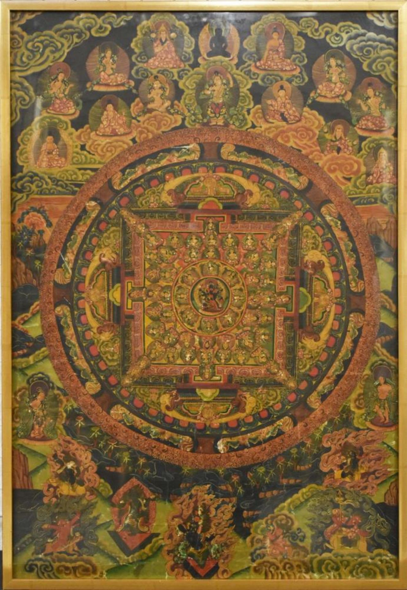 Thangka: Chakrasamvara und Vajravarahi (?). Tibet oder Nepal | Gouache mit Gold auf Lwd.