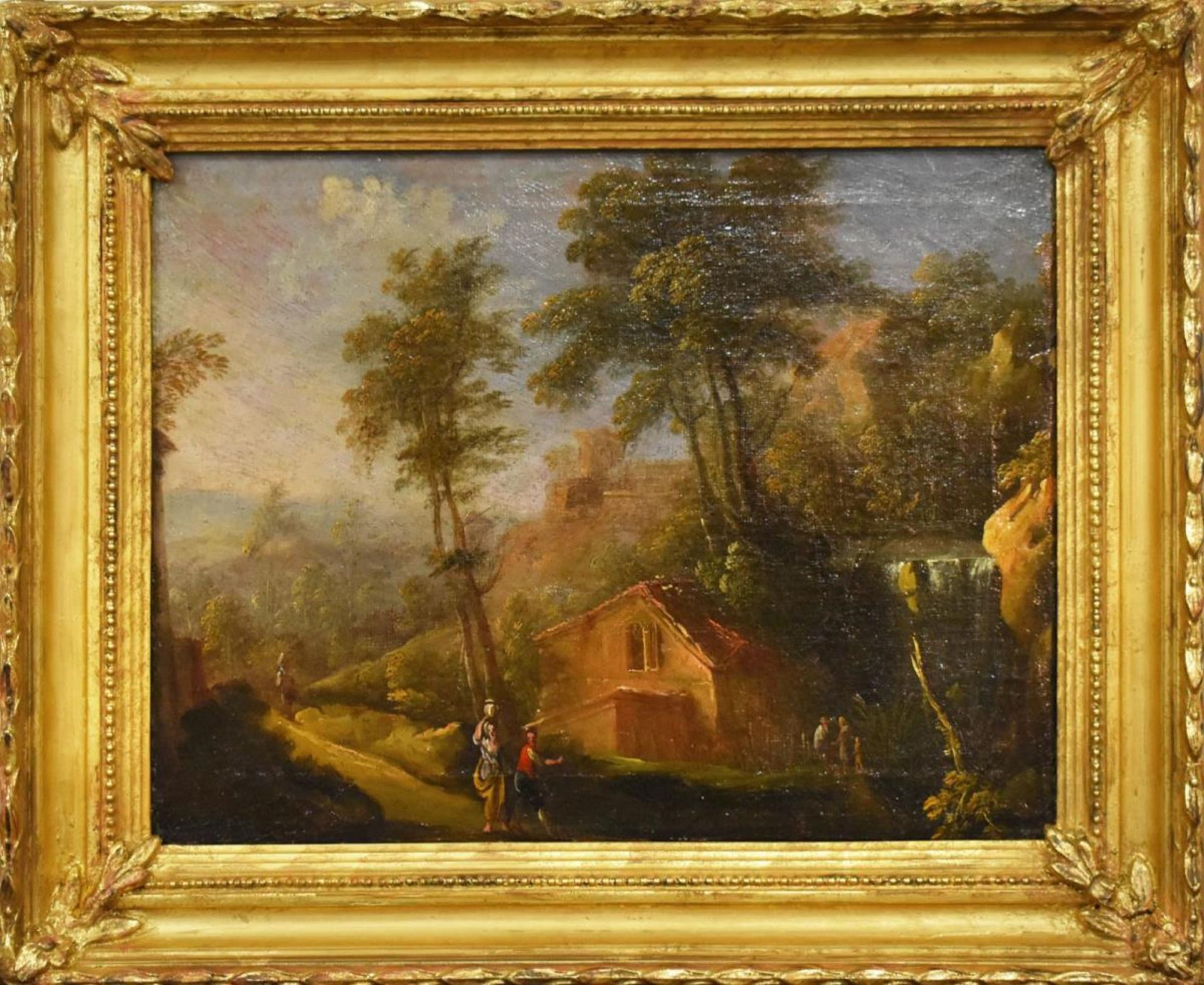 WOHL ITALIEN. Landschaft mit Figurenstaffage. Öl/Lwd.