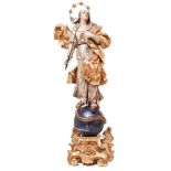 Maria Immaculata. Barockstil | Holz, geschnitzt, Farb- und Goldfassung.
