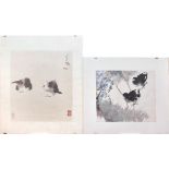 Wachteln. China | Zwei Zeichnungen: Tusche und tlw. Aquarell.