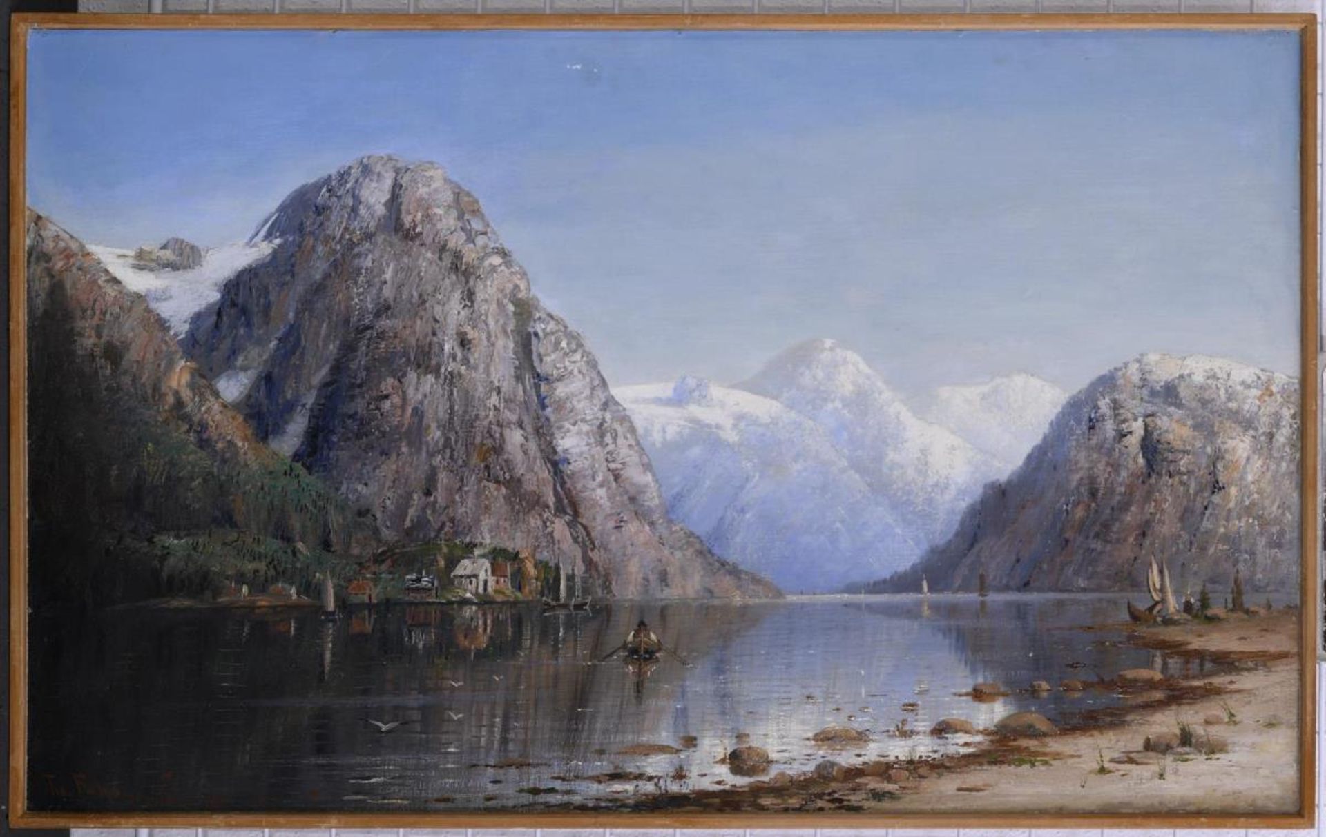 FUCHS, THERESE. Fjordlandschaft. Öl auf Lwd. auf Hartfaserplatte. - Bild 2 aus 3