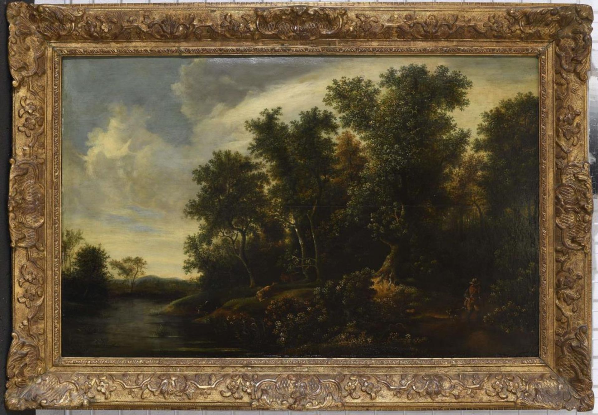 RUISDAEL, JAKOB VAN (IN DER ART DES). Flusslandschaft mit Hirte und Kühen. Öl auf Holz. - Bild 2 aus 3