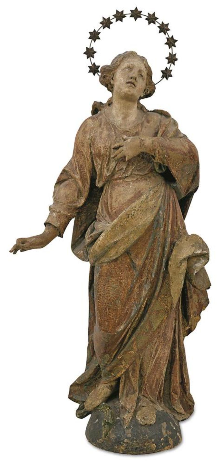 Maria Immaculata. Süddeutsch, Mitte 18. Jh. | Holz, geschnitzt, Farb- und Goldfassung. Strahlenkr...