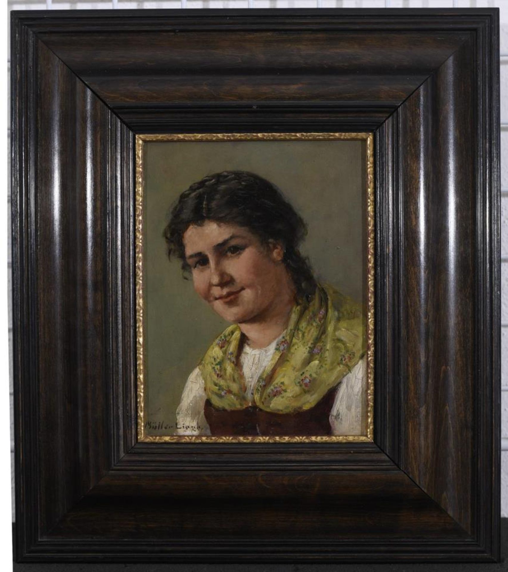 MÜLLER-LINGKE, ALBERT. Porträt einer jungen Frau. Öl auf Holz. - Bild 2 aus 3
