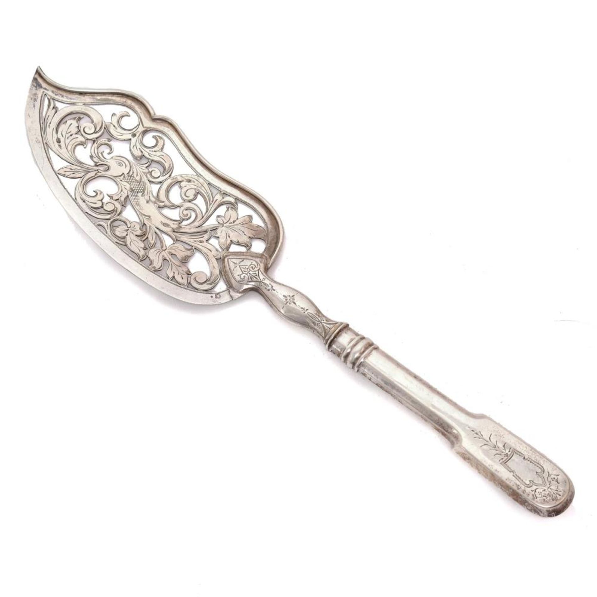 Fischvorlegemesser. Prag, 1872-1922 | Silber. Marke: Dianakopf.