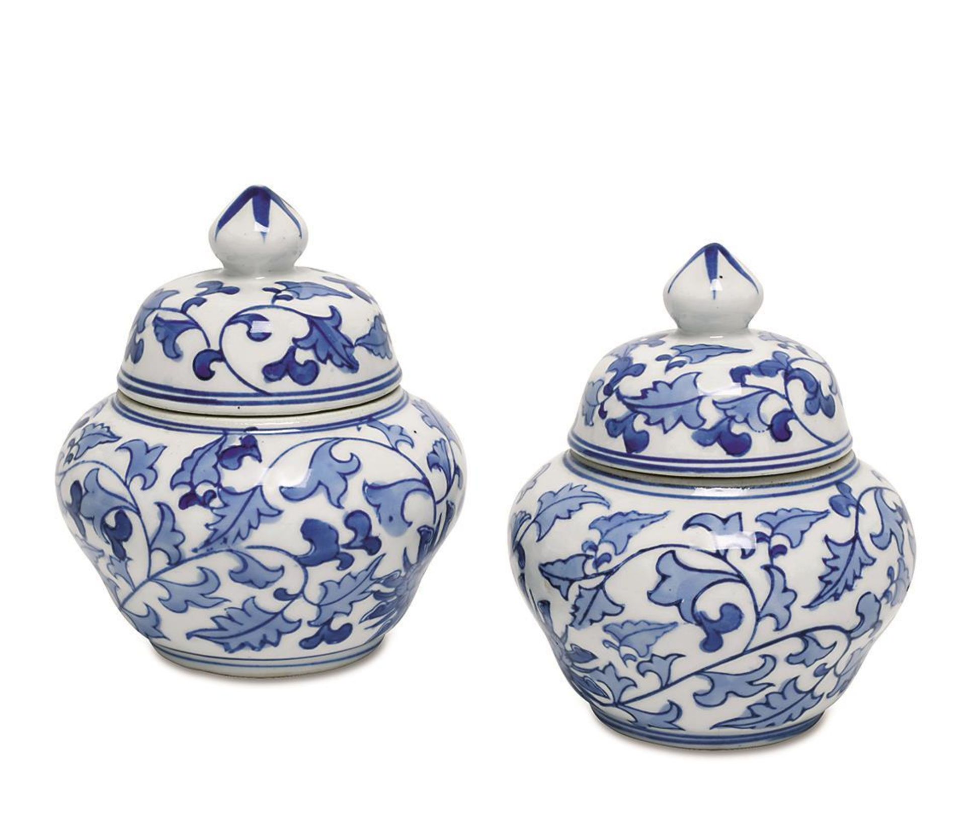 Ein Paar Deckelgefäße. China | Porzellan, Blaudekor.