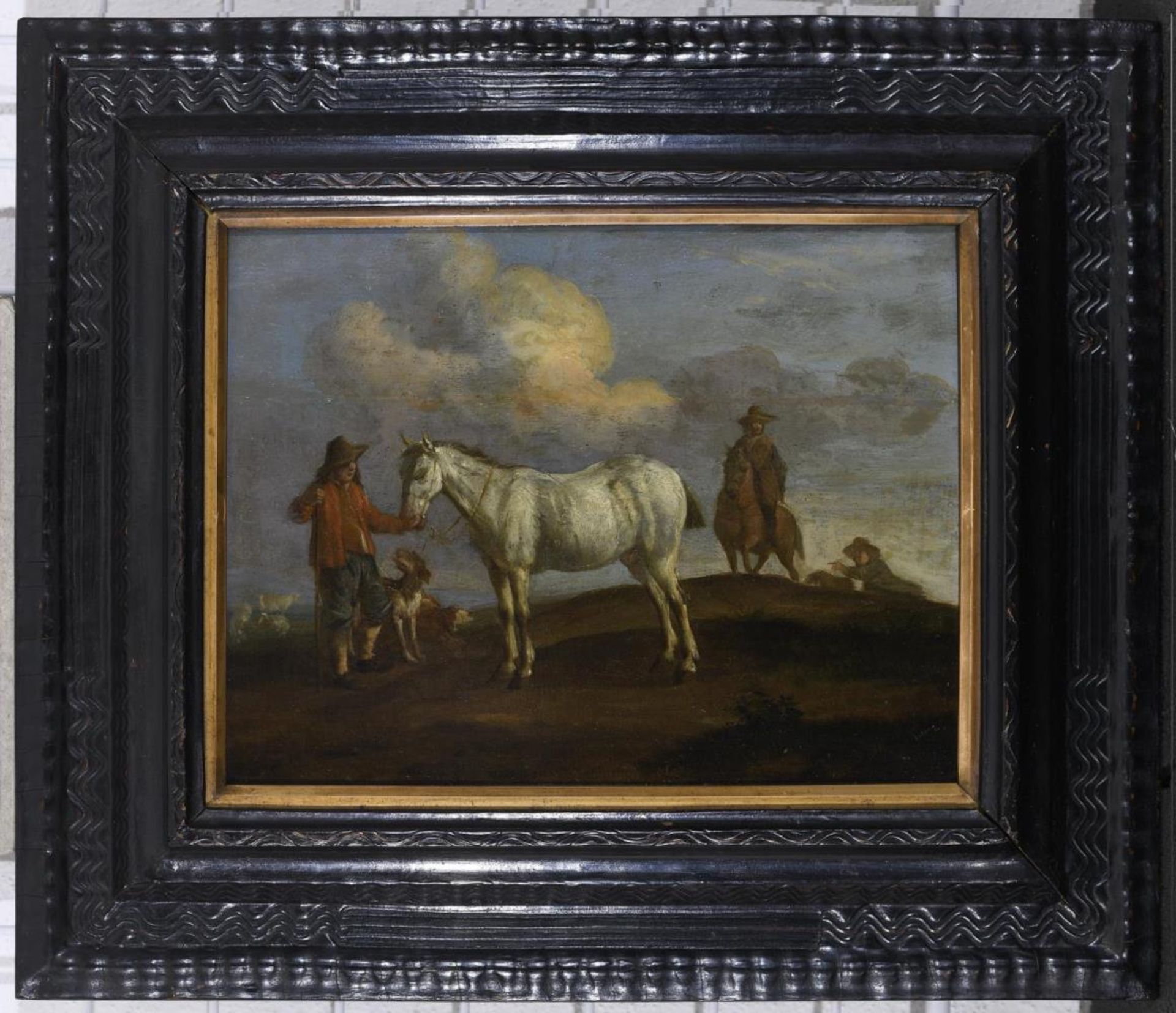 NIEDERLANDE. Ein Bauer mit seinem Pferd. Öl auf Holz. - Image 2 of 3