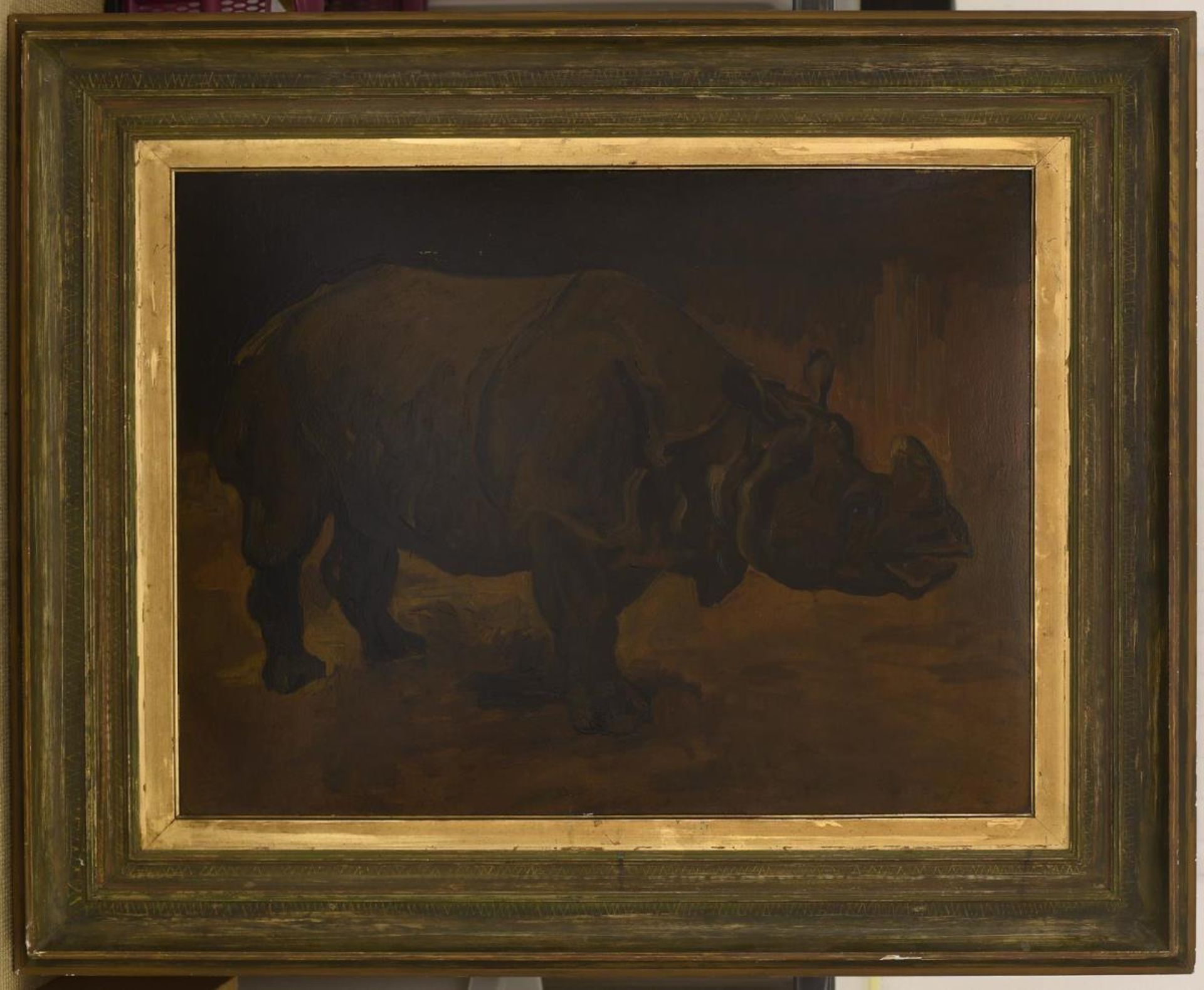 TOOBY, CHARLES RICHARD. Rhinozeros. Öl auf Karton. - Image 2 of 3