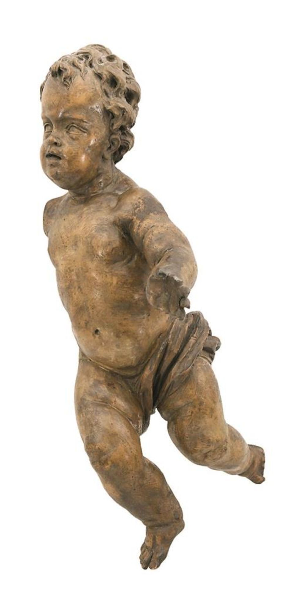 Großer Putto. Süddeutsch, 18. Jh. | Holz, geschnitzt, gebeizt.