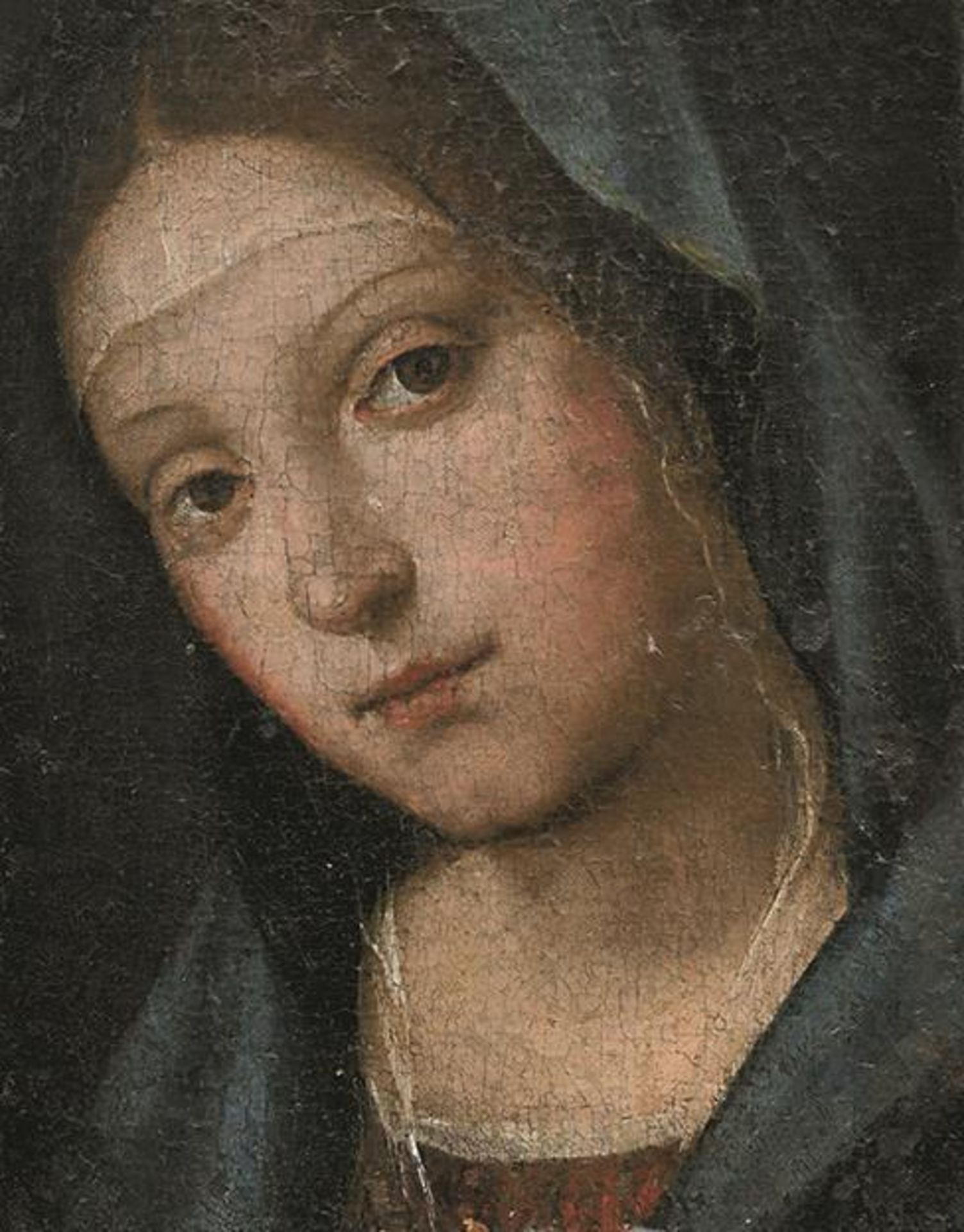 ITALIEN. Bildnis der Maria. Öl auf Lwd auf Holz.