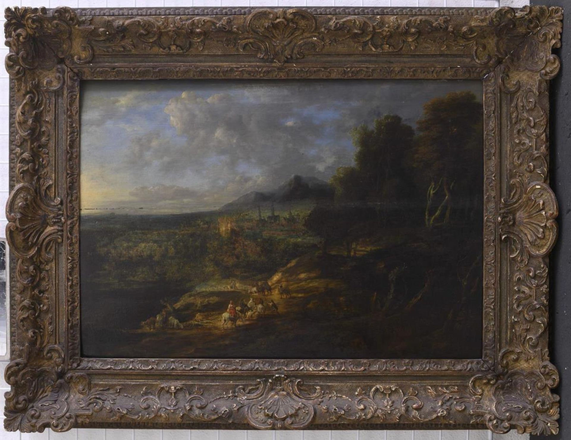 UDEN, LUCAS VAN . Weite Landschaft mit Hirten und Herde. Öl auf Holz. - Image 2 of 3