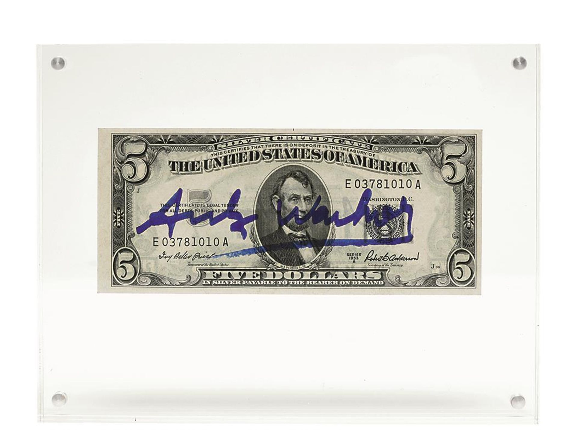 WARHOL, ANDY. 5 Dollars Lincoln. Multiple.