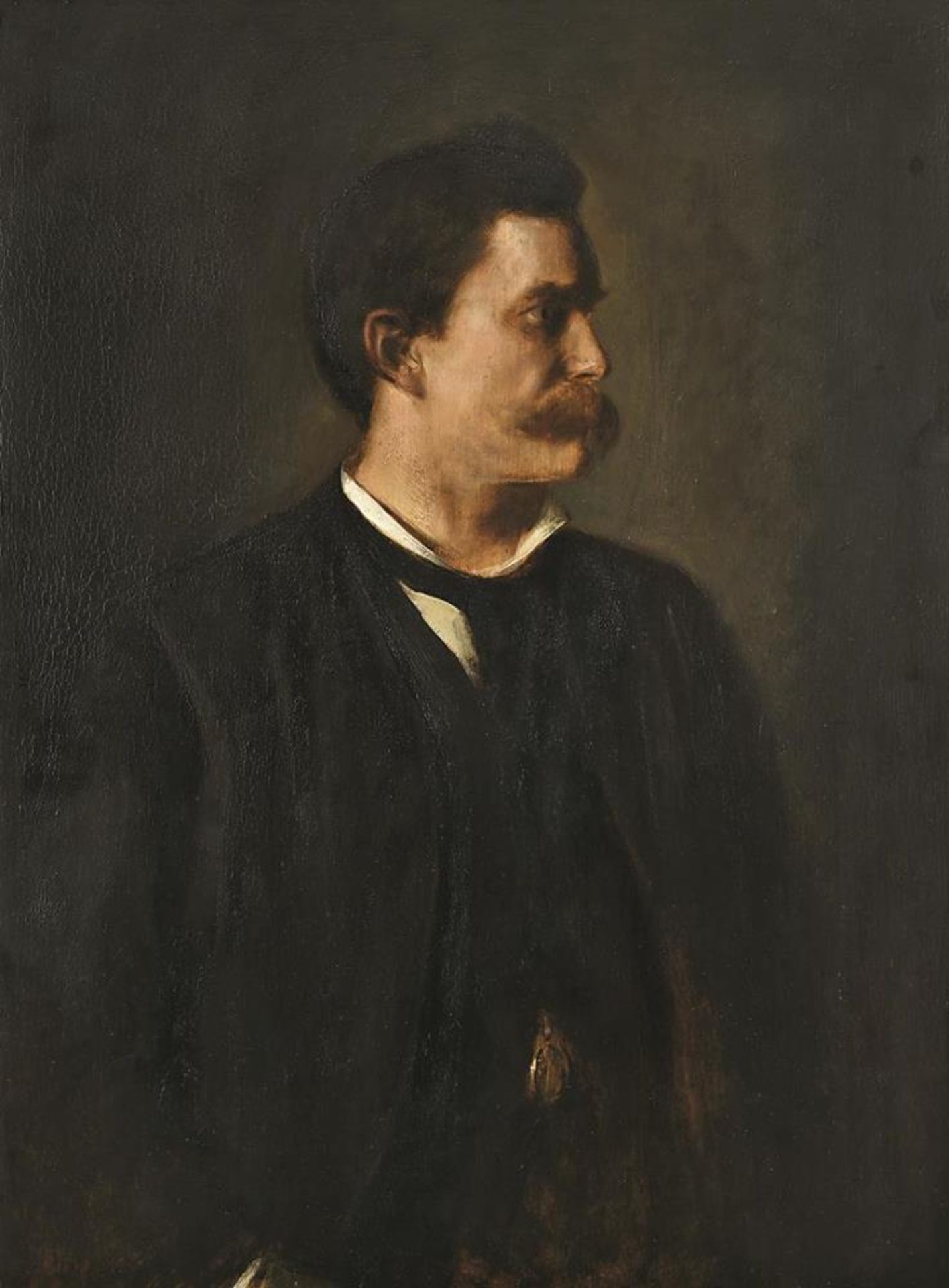 LENBACH, FRANZ VON. Bildnis des Georg Hirth. Öl auf Holz.