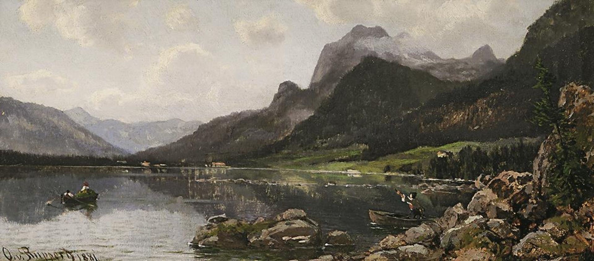 RUPPERT, OTTO VON. Partie am Hintersee bei Berchtesgaden. Öl auf Holz.