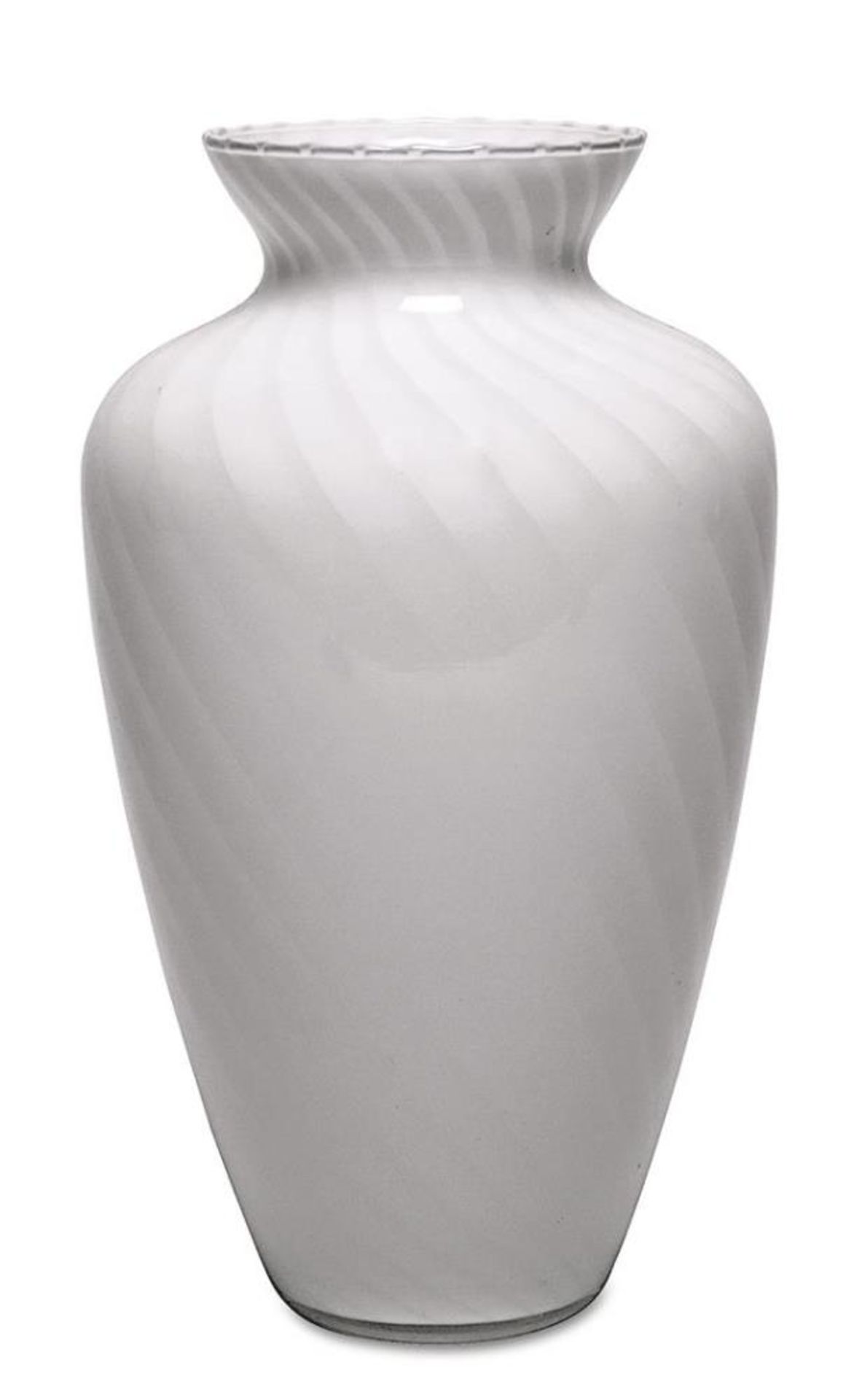 Vase. Wohl Murano, 20. Jh. | Farbloses Glas, weiße Einschmelzungen.