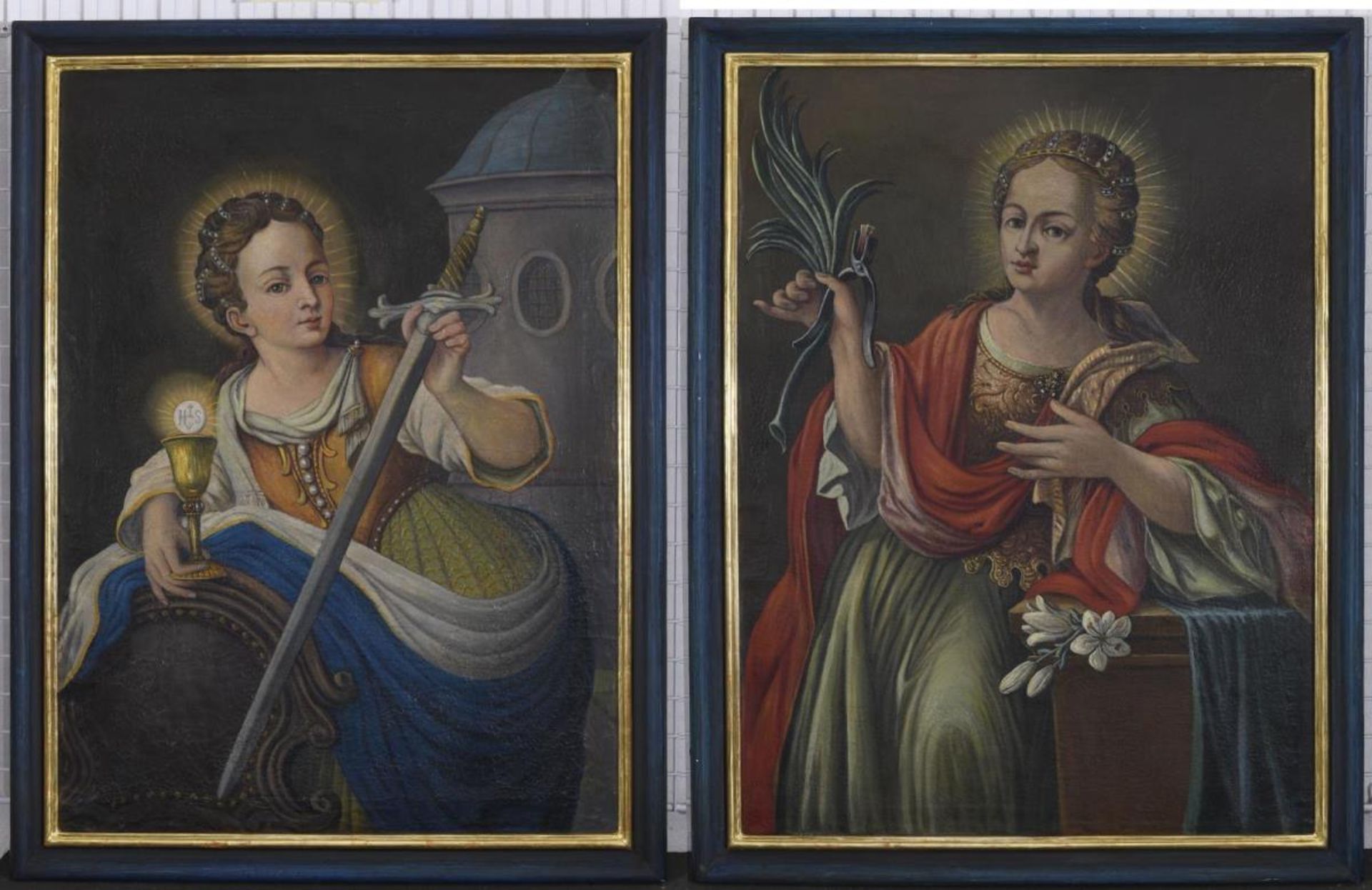 WOHL SÜDDEUTSCH. Heilige Barbara / Heilige Apollonia. Ein Paar Gemälde: Öl auf Lwd. - Image 2 of 4