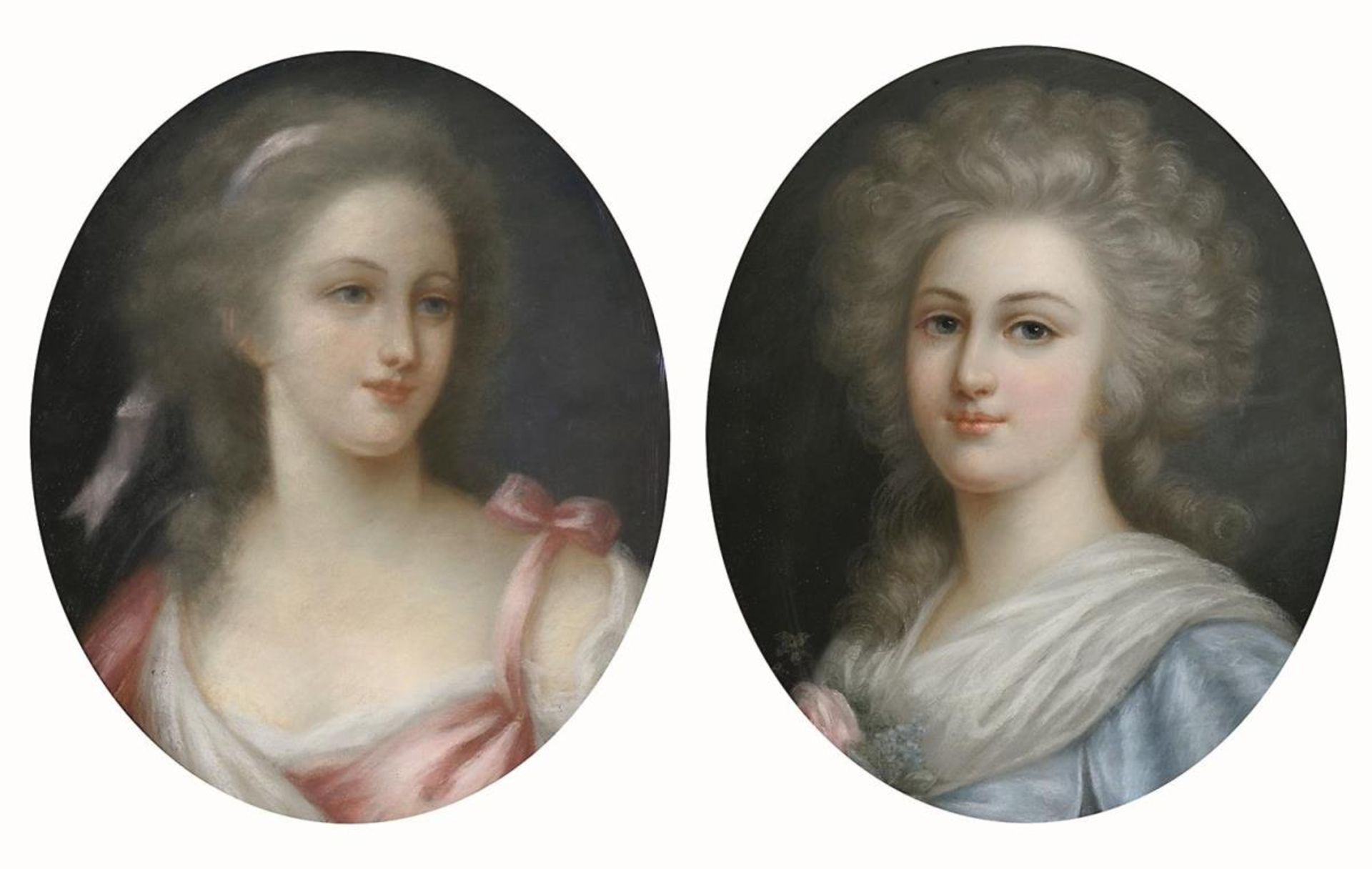 GRAVIER, FLORENCE. Zwei Damenporträts. Pastell.