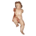 Sitzender Putto. 18./19. Jh. | Holz, geschnitzt, farbig gefasst.