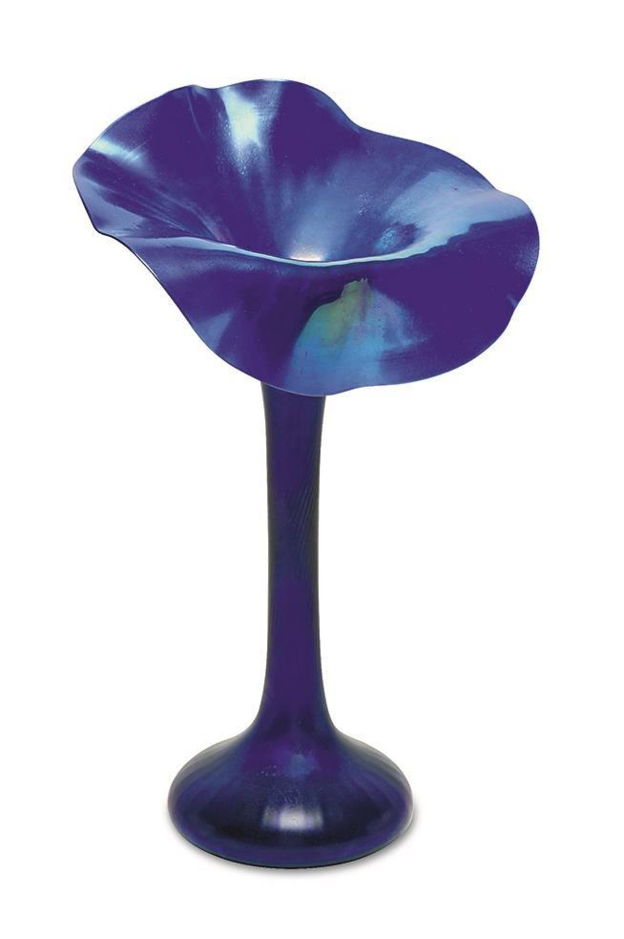Jack-in-the-Pulpit-Vase. 20. Jh., Lundberg Studio (?) | Blaues, türkis und violett schimmernd iri...