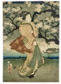 Utagawa Kunisada (Toyokuni III.): Abendspaziergang am Fluss