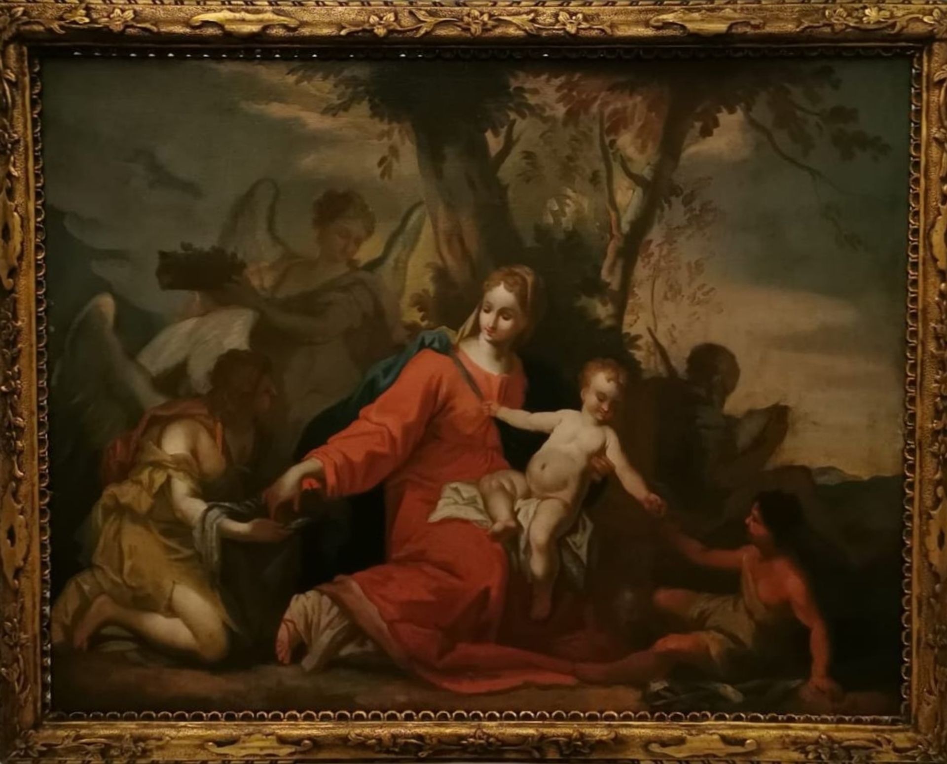 Heilige Familie mit dem Johannesknaben und zwei Engeln, Venezianischer Meister des 18. Jahrhunderts