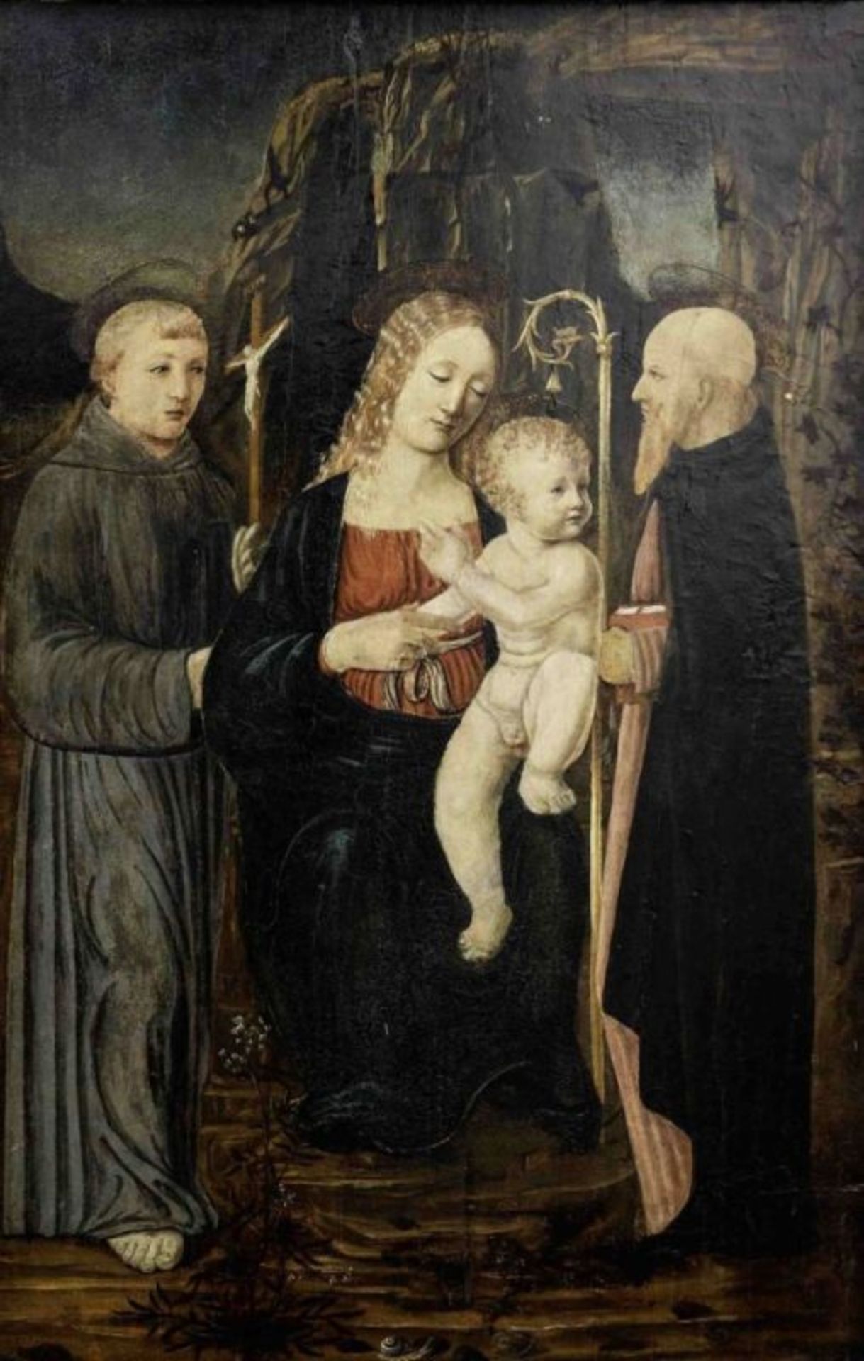 Madonna mit Heiligen in Landschaft, Oberitalienischer Meister des fr. 16. Jahrhunderts - Image 2 of 2