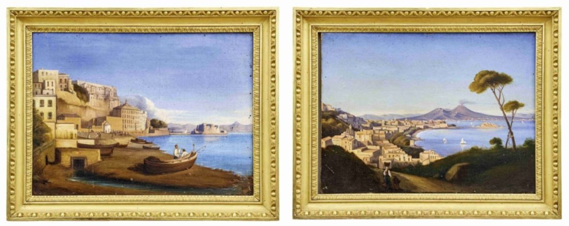 Zwei Ansichten von Neapel, Neapolitanischer Maler des 19. Jahrhunderts