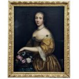 Beaubrun, Charles oder Henri (Attrib.): Bildnis einer vornehmen Dame mit Blumenkorb