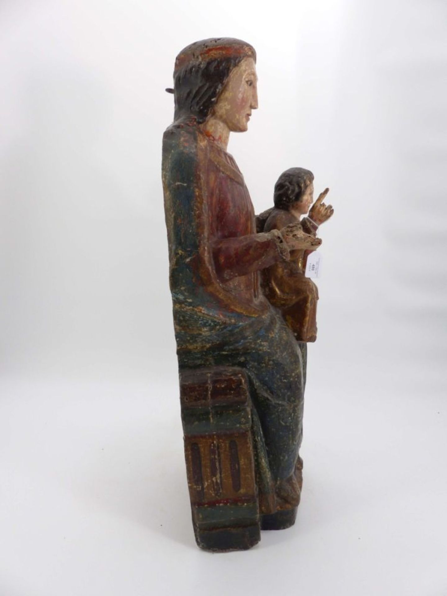 Sitzende Maria mit Kind, Vermutlich Süddeutschland, um 1400 - Image 6 of 12