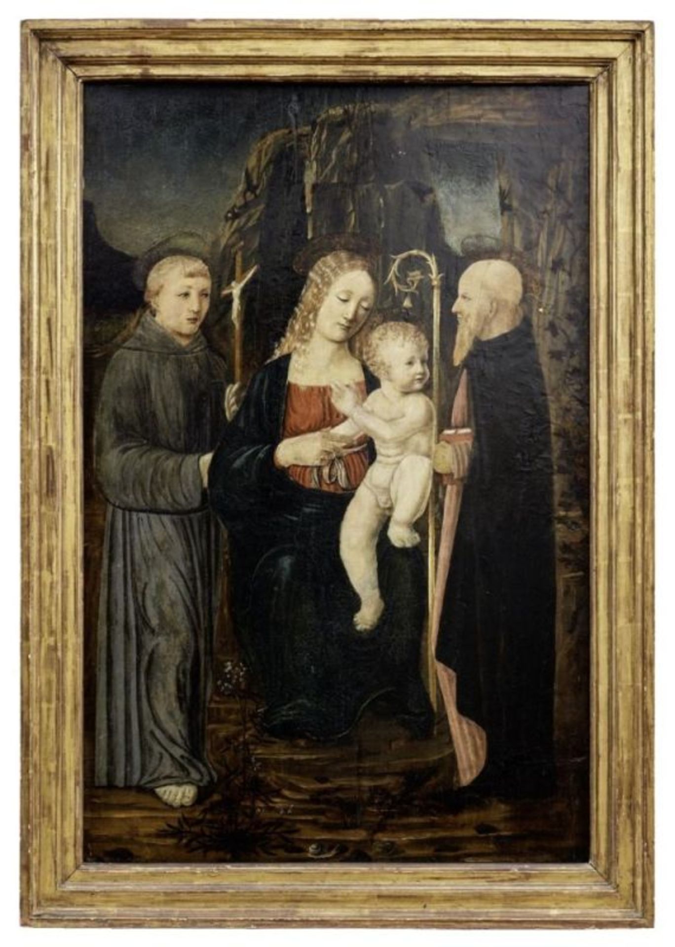 Madonna mit Heiligen in Landschaft, Oberitalienischer Meister des fr. 16. Jahrhunderts